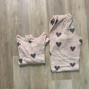 Heart Print Honey Dew Pajamas - Pink